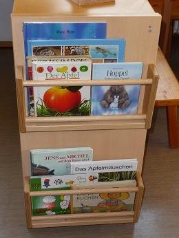 Buchregal an Schrank - Bücher kindgerecht und platzsparend präsentiert